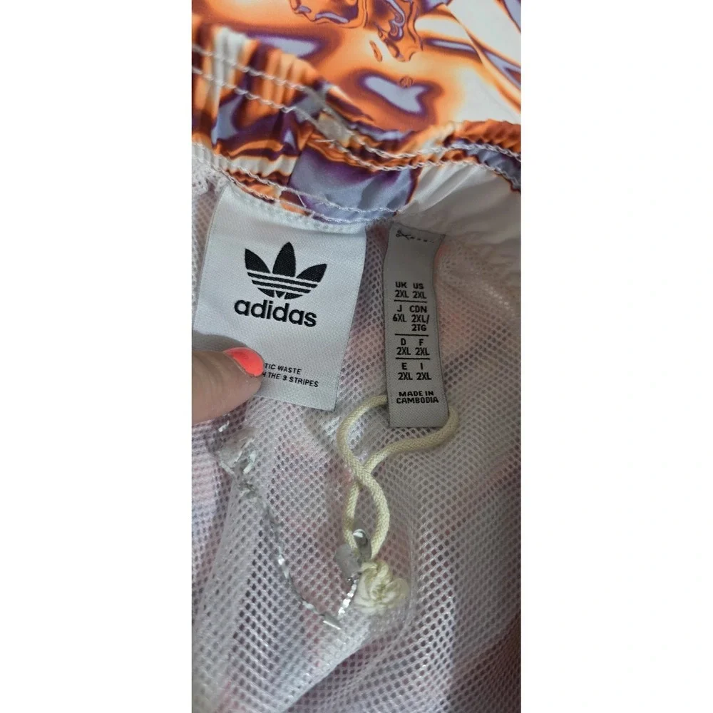 NWT ADIDAS ORIGINALS AOP 2XL PULL ON ALL DAY SWIM SHORTS Trunks Beach Neon Swirl